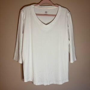 ISAACMIZRAHI Women's White V-Neck Top